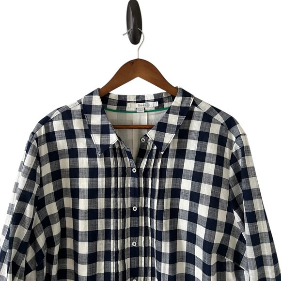 Boden Blue & White Gingham Pintuck Dress Size 18 - Picture 3 of 14